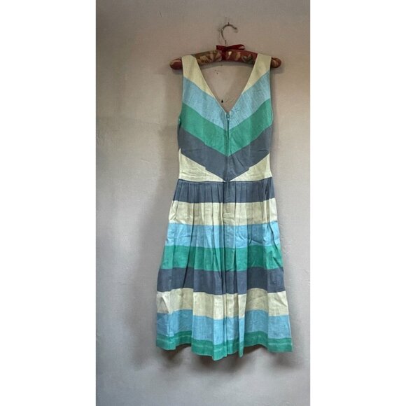 Knitted Dove Women Sleeveless A-Line Dress XS V-Neck Back Zip Striped Multicolor - Picture 2 of 9